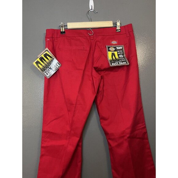 Dickies Girl Pants Womens 13 Red Bull Pant Mid Rise Boot Cut 33 Inseam NHH1011 - Picture 5 of 9